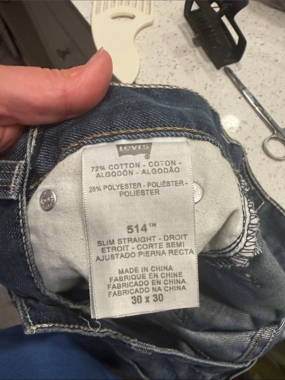 Levi's Slim Straight Men's Jeans Blue Denim 514 30 30 cotton faded 30w 30l